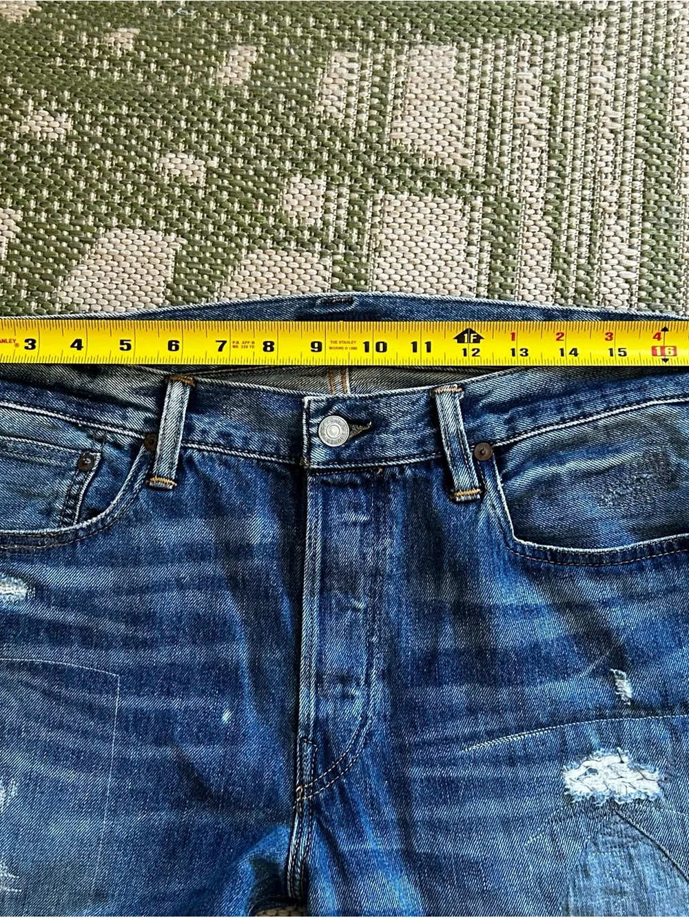 Polo by Ralph Lauren The Varick Blue Distressed Slim Straight Jeans 33x32